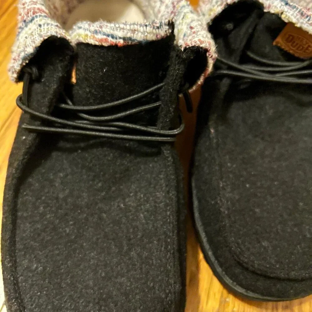 Hey Dude Shoes - Wendy Gray Wooly Twill Fold Boots - Size: 7 - Picture 15 of 15